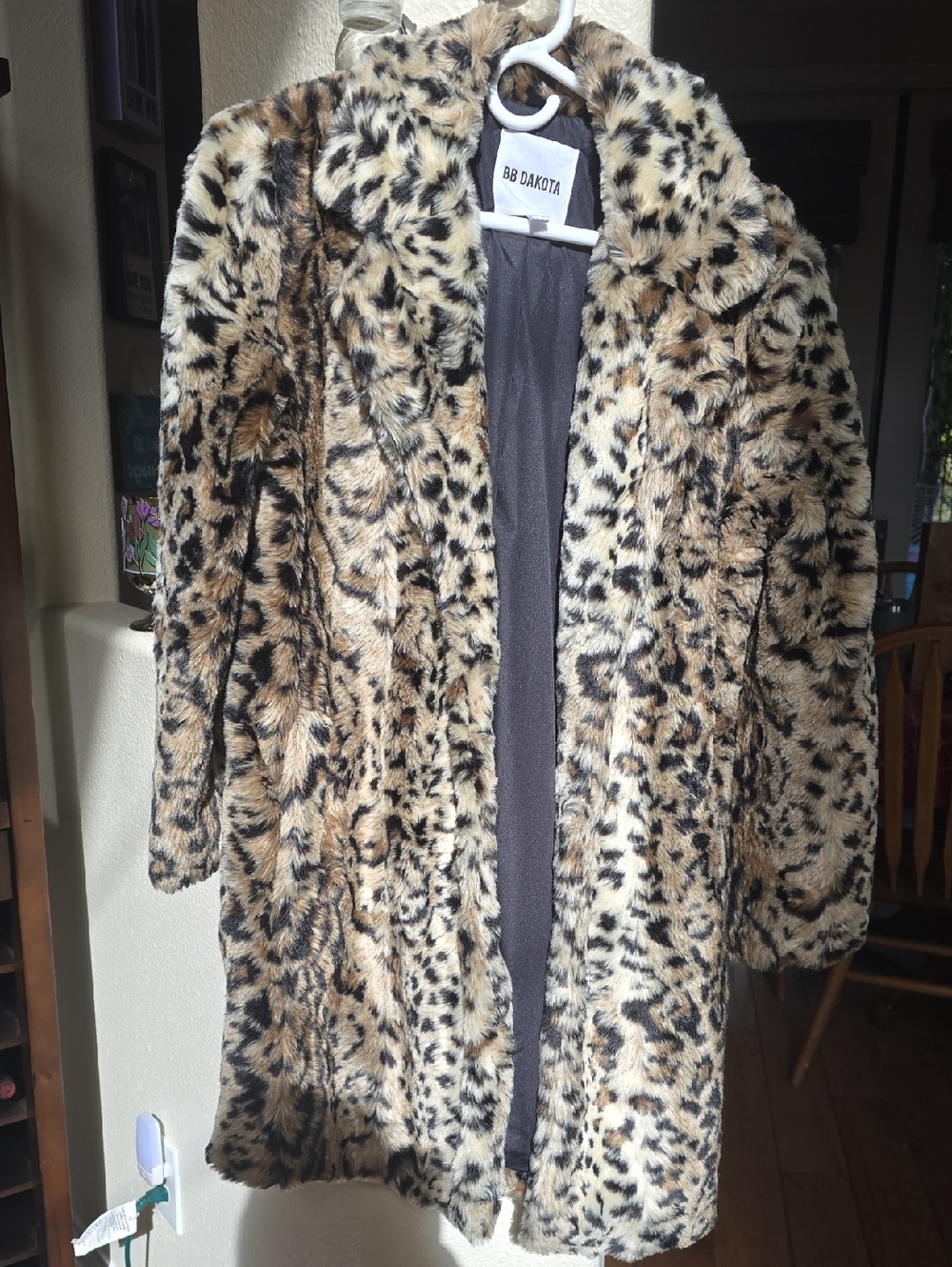 BB Dakota Leopard Print Faux Fur Teddy Coat in Tan and Black
